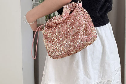 Top Handle Sequin Crossbody Bag