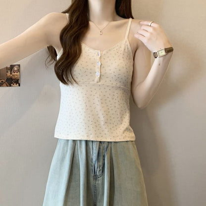 Henley Floral Print Cami Top