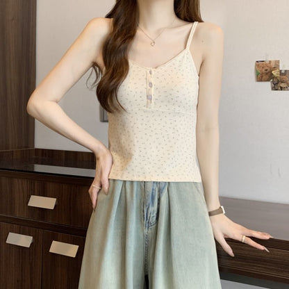 Henley Floral Print Cami Top