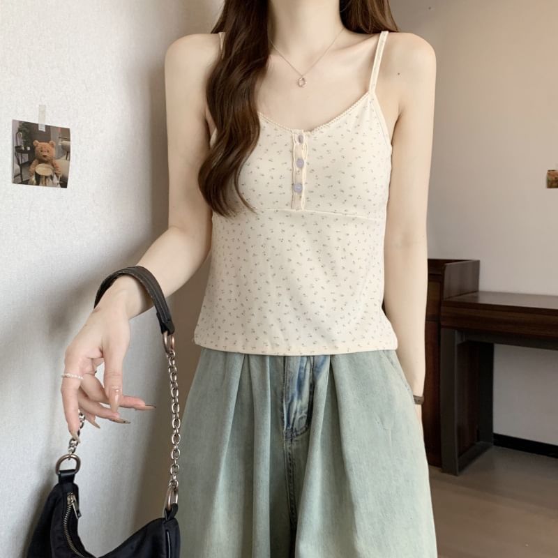 Henley Floral Print Cami Top