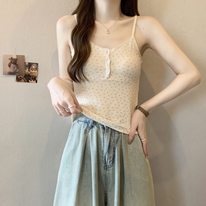 Henley Floral Print Cami Top