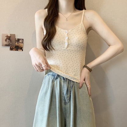 Henley Floral Print Cami Top