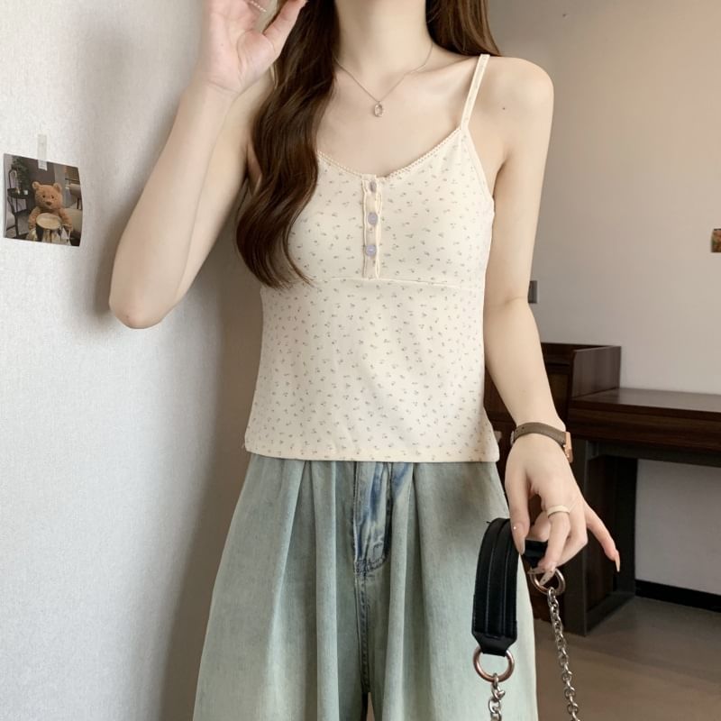 Henley Floral Print Cami Top