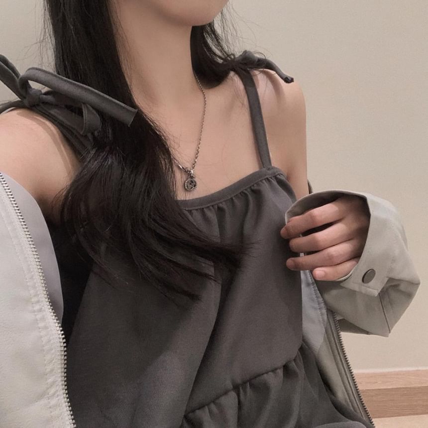 Tie Shoulder Simple Tiered Mini A-Line Dress