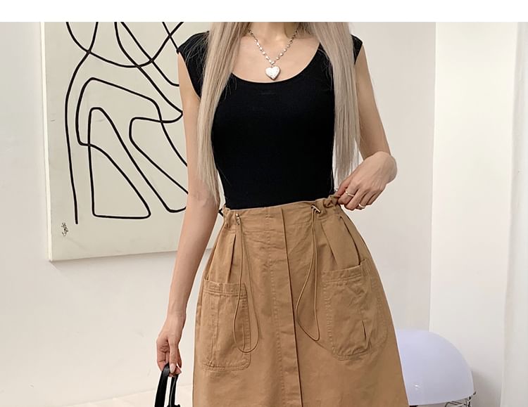 Drawstring Waist Plain A