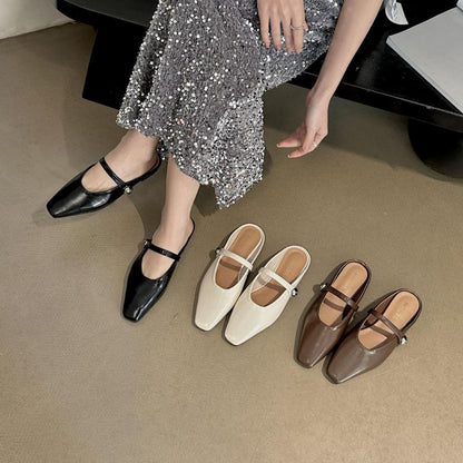 Square Toe Plain Mules