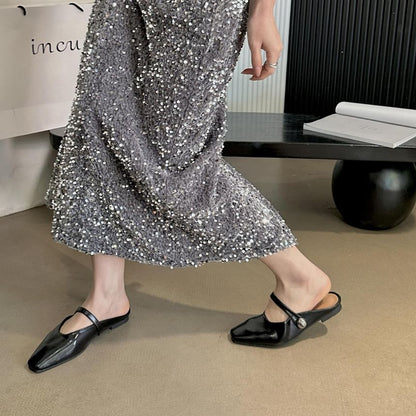 Square Toe Plain Mules