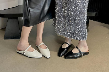 Square Toe Plain Mules