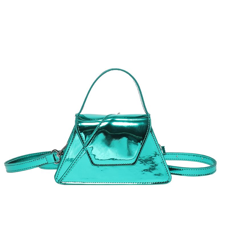 Flap Patent Leather Top Handle Crossbody Bag