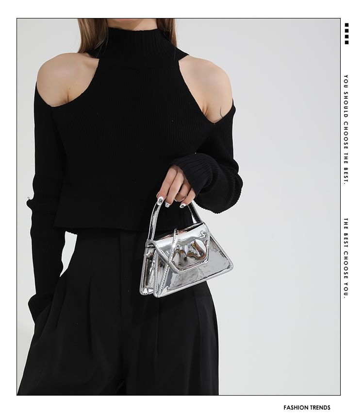 Flap Patent Leather Top Handle Crossbody Bag