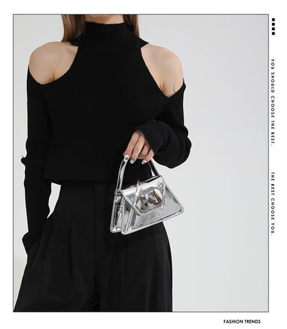 Flap Patent Leather Top Handle Crossbody Bag