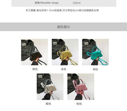 Flap Patent Leather Top Handle Crossbody Bag