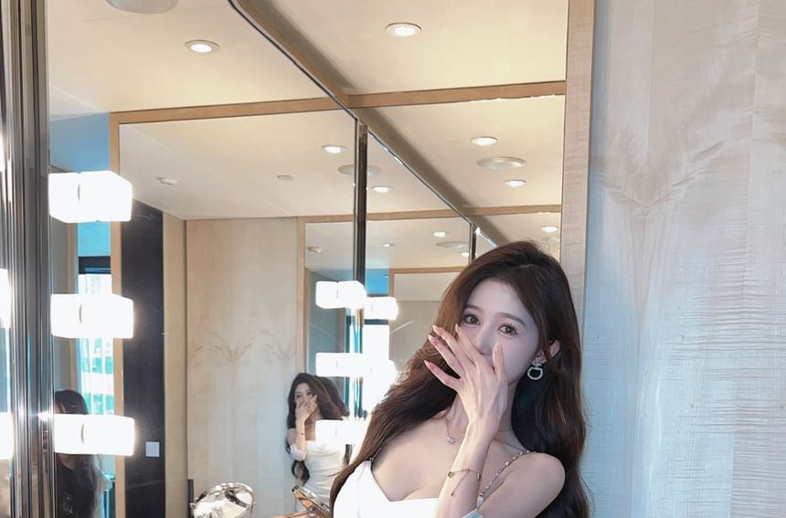 Thin Strap Asymmetrical Mini Sheath Dress