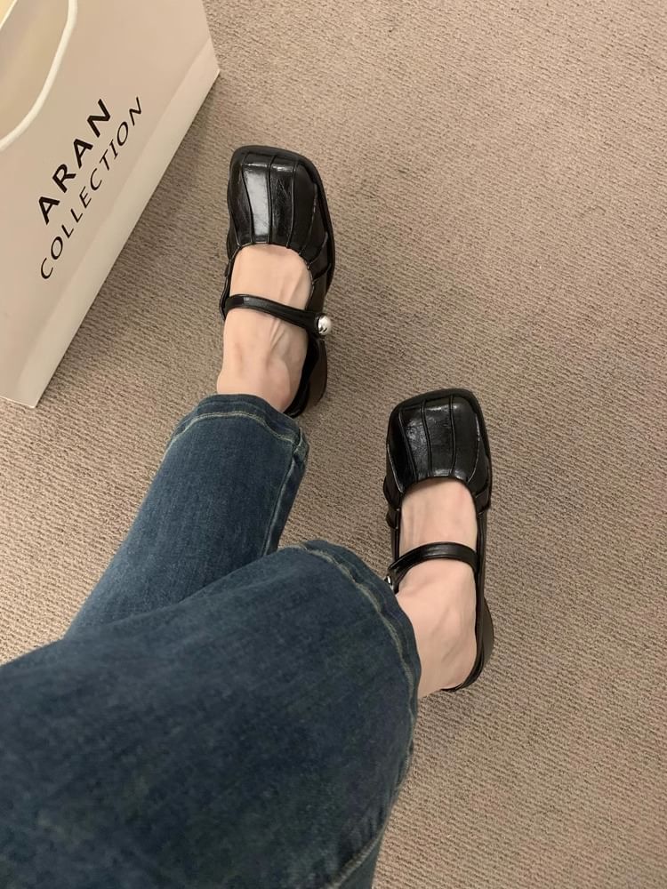 Square Toe Chunky Heel Mules