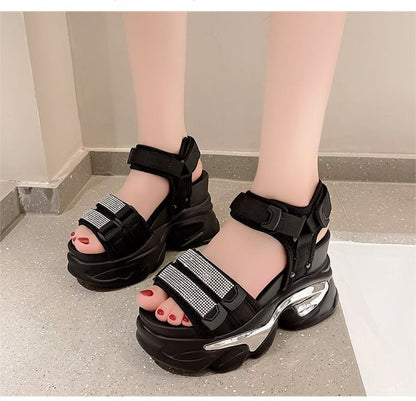 Rhinestone Wedge Sandals Platform