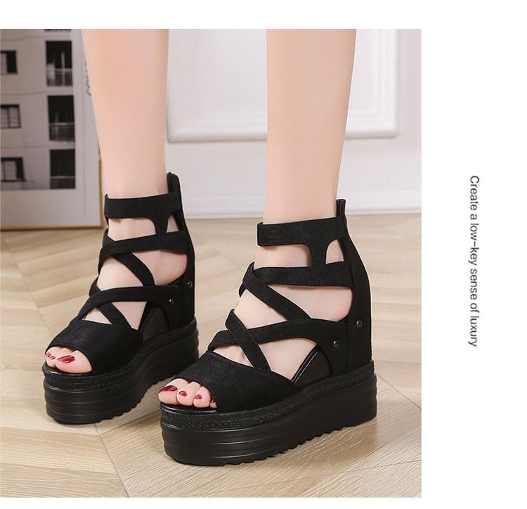 Plain Platform Wedge Sandals