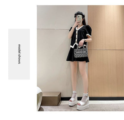 Mesh Wedge Platform Sandals Hidden