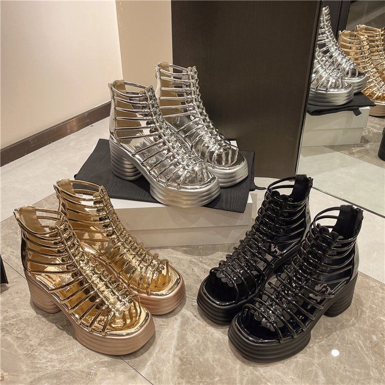 Platform Block Heel Plain Sandals