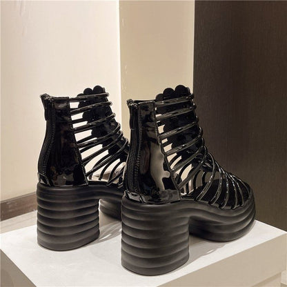 Platform Block Heel Plain Sandals