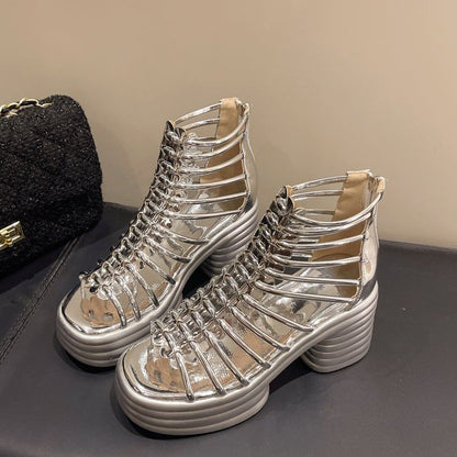 Platform Block Heel Plain Sandals