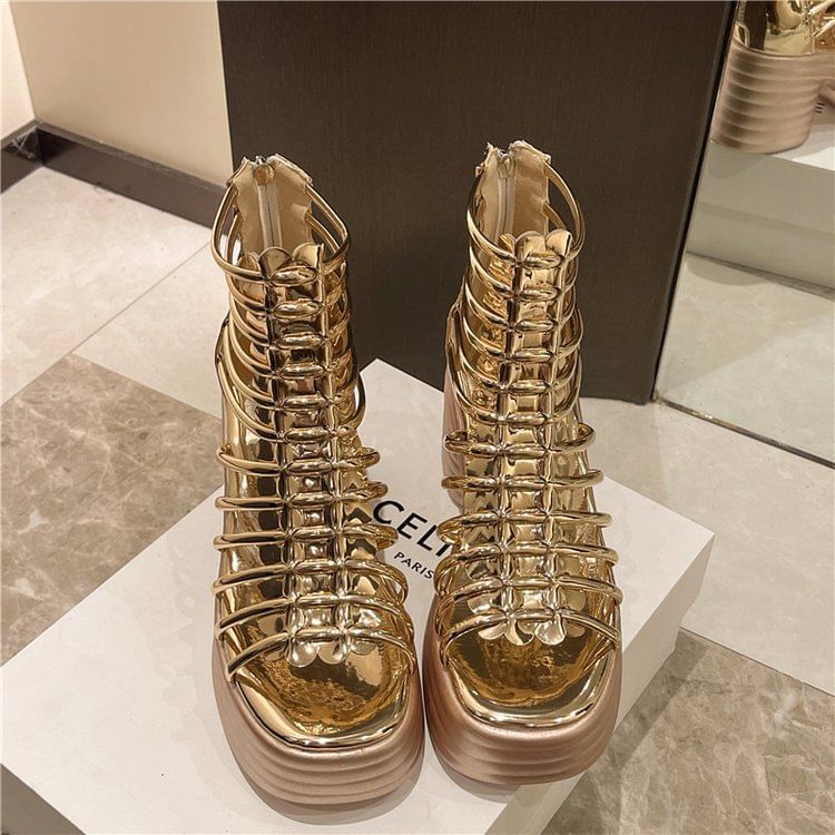 Platform Block Heel Plain Sandals