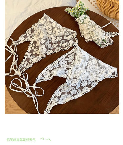 Floral Lace Triangle Head Scarf