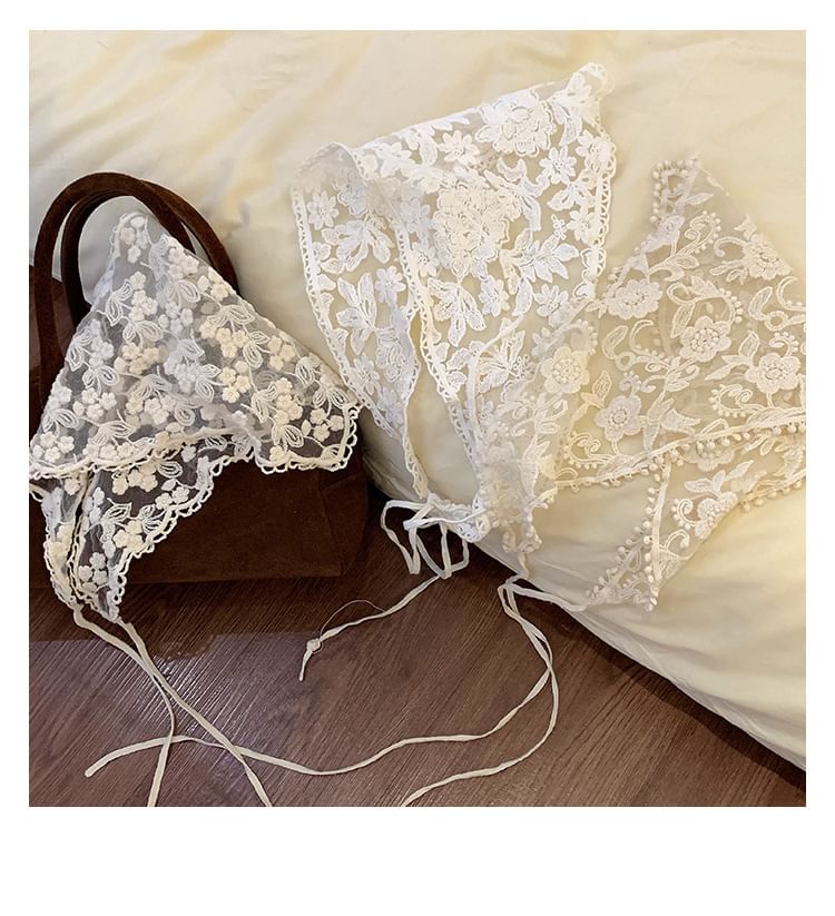 Floral Lace Triangle Head Scarf