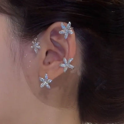 Rhinestone Floral Ear Cuff