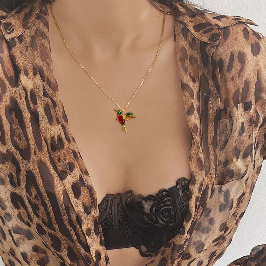 Rhinestone Bird Necklace