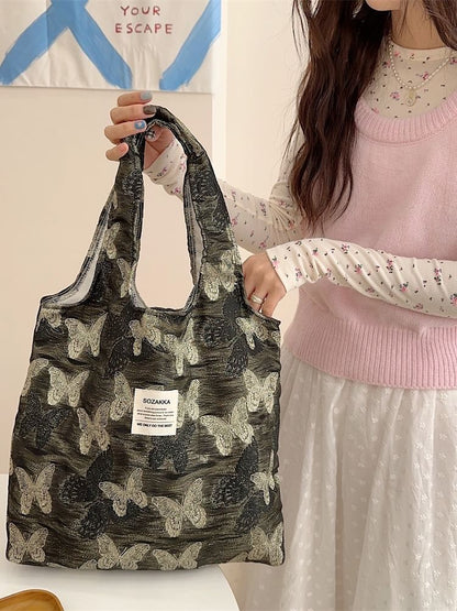 Butterfly Print Tote Bag / Shopping Bag / Pouch