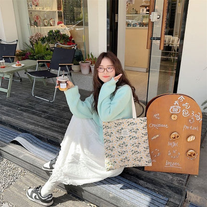 Floral Print Tote Bag