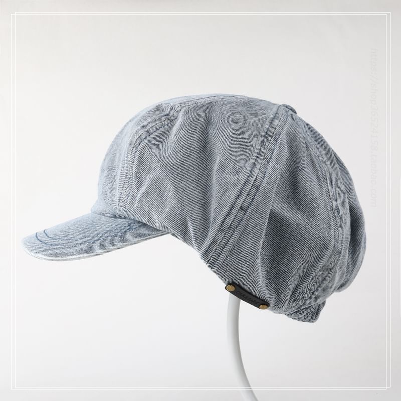 Ribbon Denim Newsboy Cap