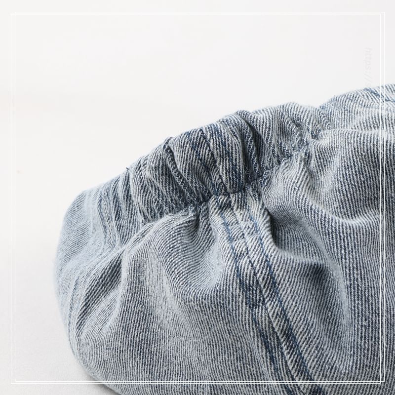 Ribbon Denim Newsboy Cap