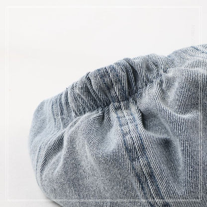 Ribbon Denim Newsboy Cap