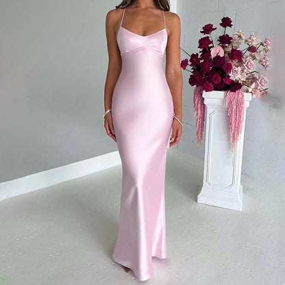 Spaghetti Strap Plain Mermaid Evening Dress