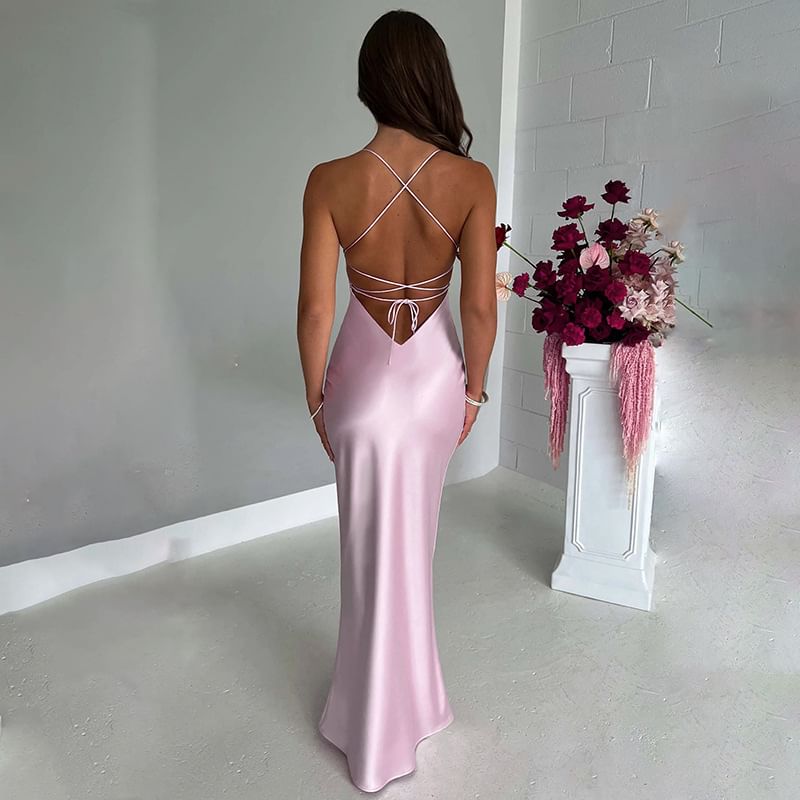 Spaghetti Strap Plain Mermaid Evening Dress