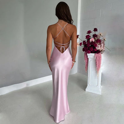 Spaghetti Strap Plain Mermaid Evening Dress