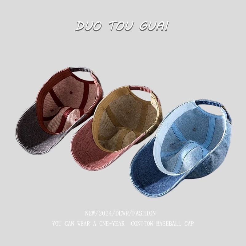 Two Washed Baseball Tone Cap Denim