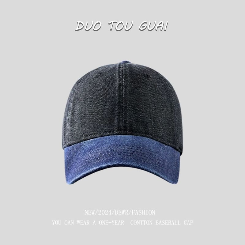 Two Washed Baseball Tone Cap Denim