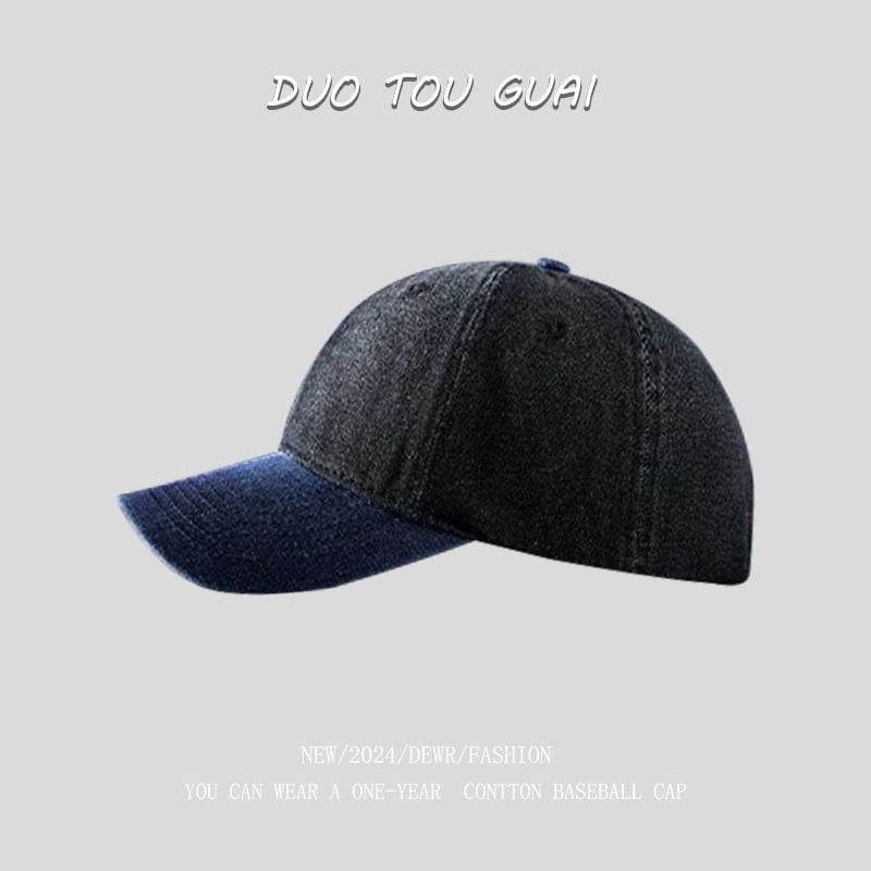 Two Washed Baseball Tone Cap Denim