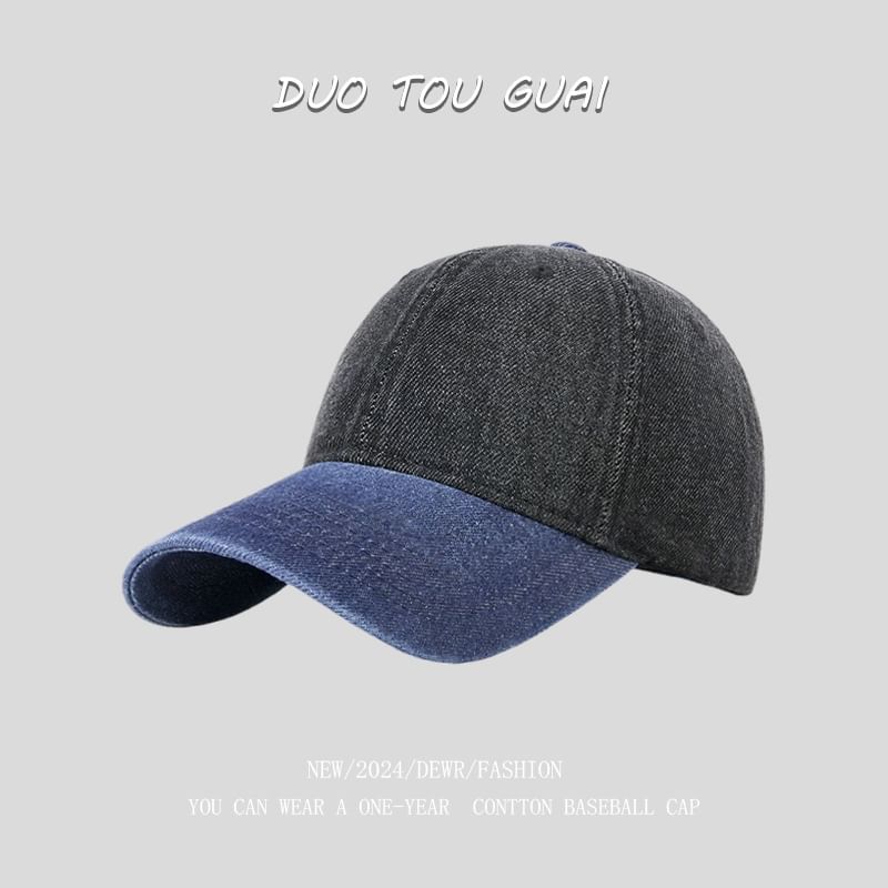Two Washed Baseball Tone Cap Denim