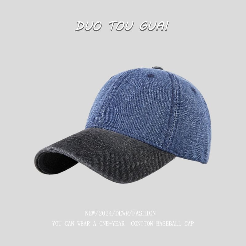 Two Washed Baseball Tone Cap Denim