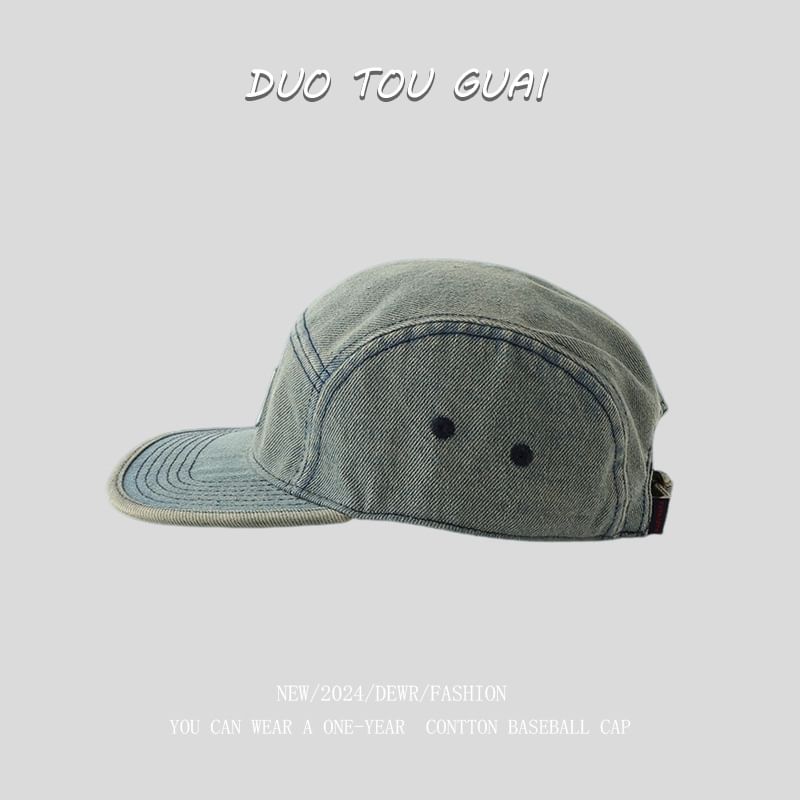 Applique Washed Denim Baseball Cap