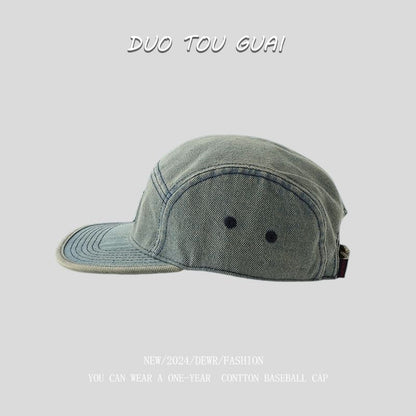 Applique Washed Denim Baseball Cap