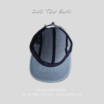 Applique Washed Denim Baseball Cap