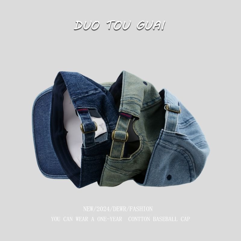 Applique Washed Denim Baseball Cap