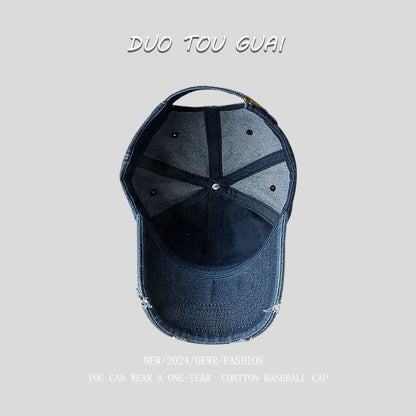 Distressed Denim Washed Baseball Cap
