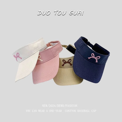 Embroidered Visor Bow Sun