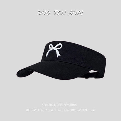Embroidered Visor Bow Sun