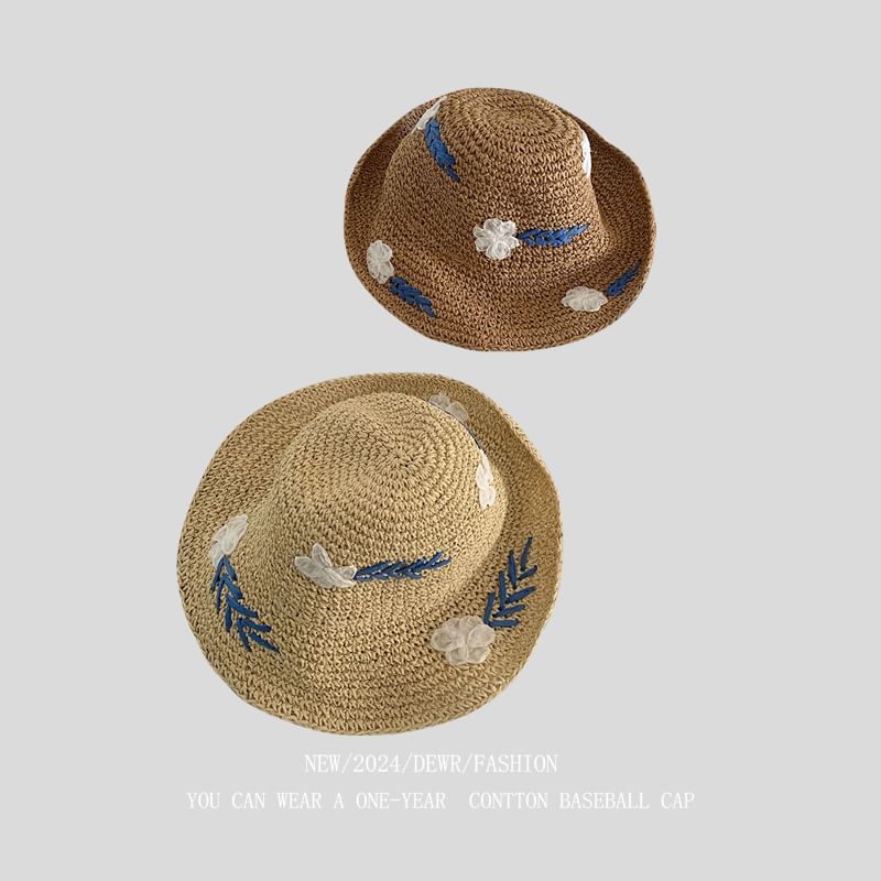 Hat Floral Woven Sun Accent